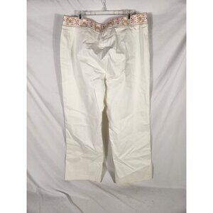 NWOT Talbots Womens Plus Pants White Embroidered Waist Old Money Resort 18W